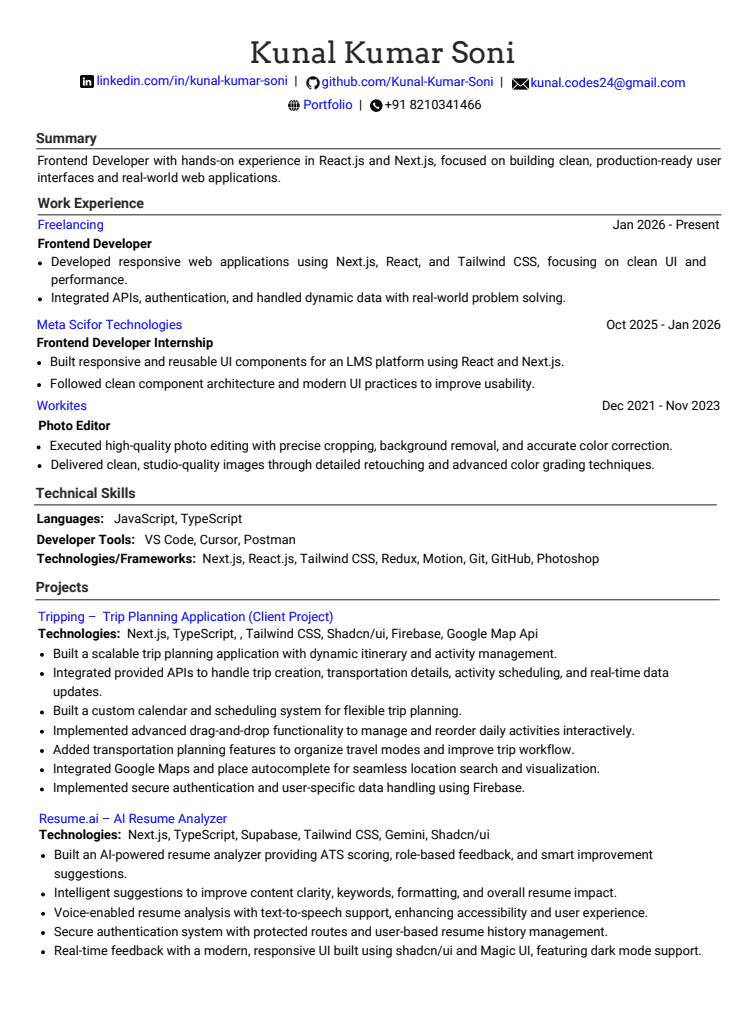 Resume preview